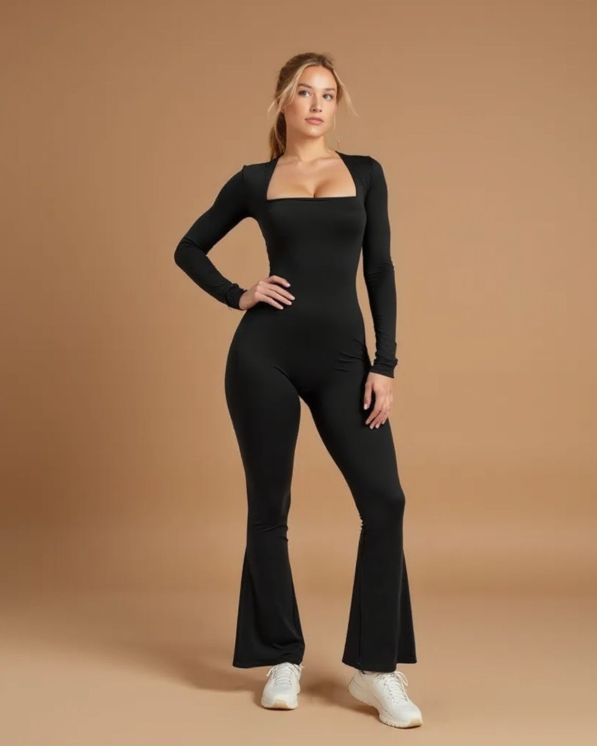Long Sleeve Flare Jumpsuit