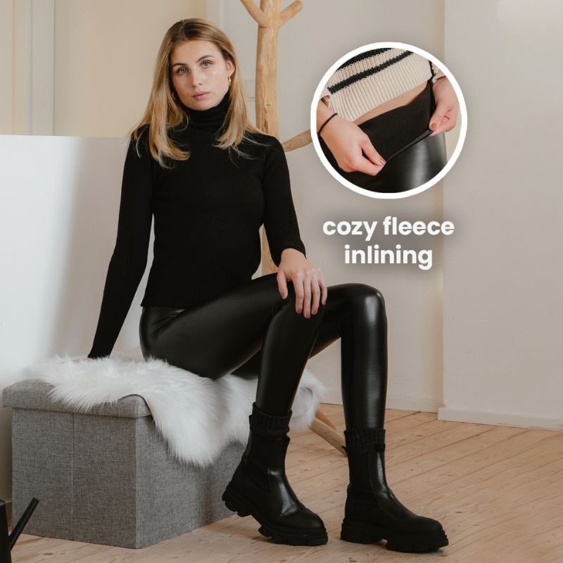 Khaki Fleece Lined Vegan Leather Winter Leggings, Custom Inseam Liquid  Leather Warm Leggings, Co…