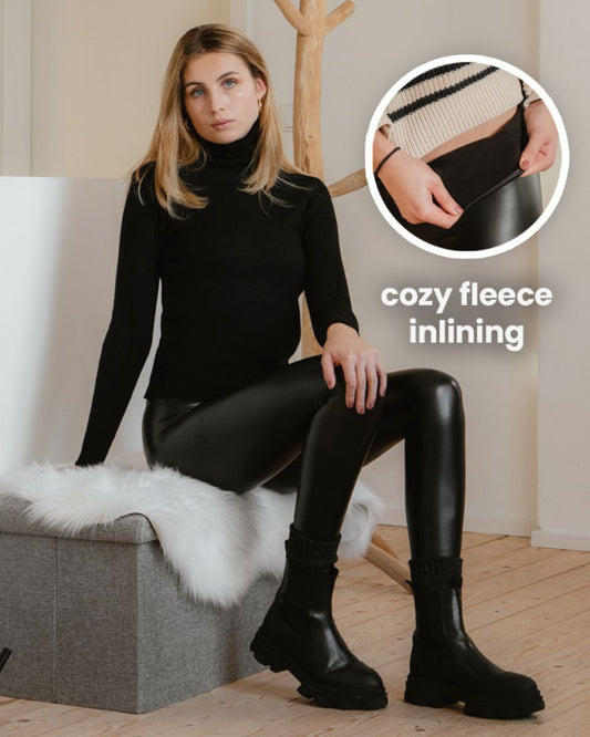 Fleece-Lined Leather Leggings