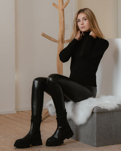 Fleece-Lined Leather Leggings